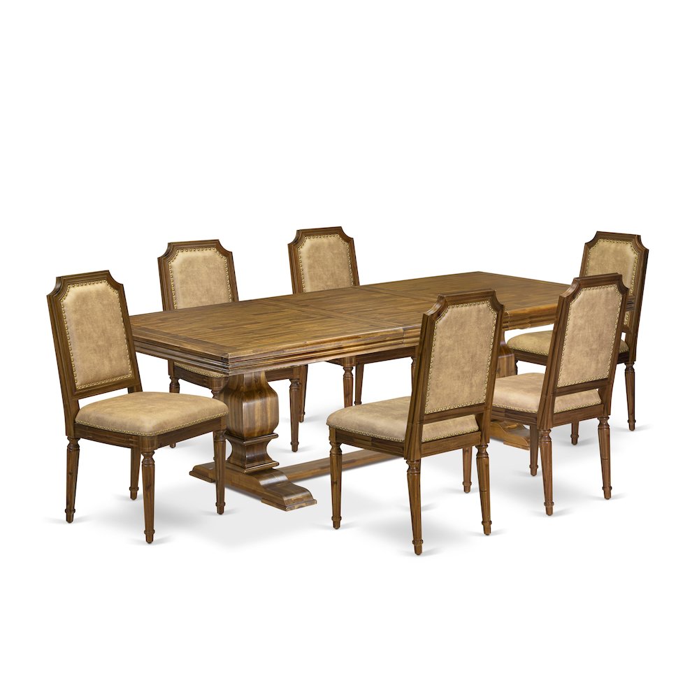 7 piece Dining Table Set a Modern Dining Table and 6 Dark Grey Kitchen Chairs. Picture 1
