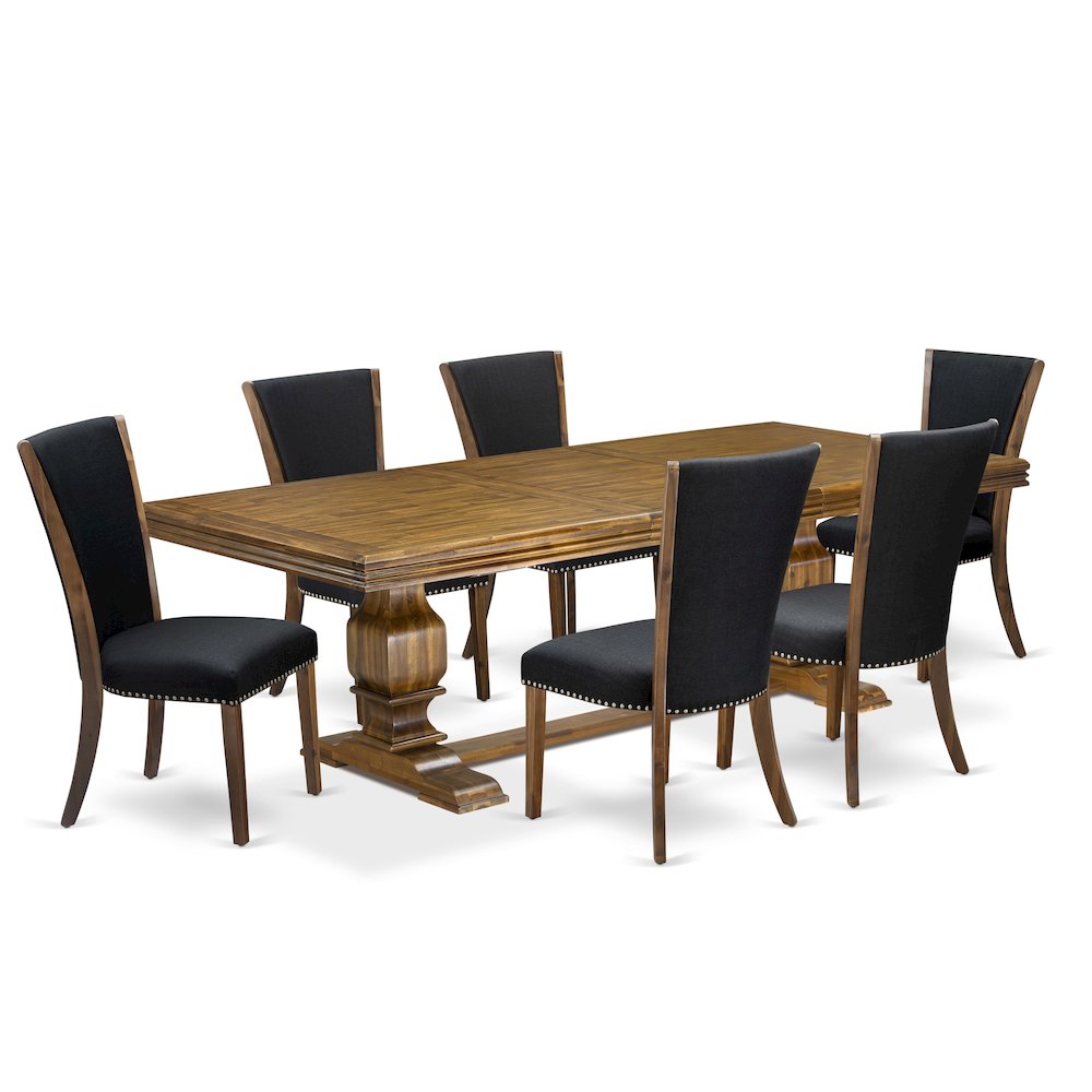 7 piece Mid Century Dining Table Set of a Dining Table and 6 Kitchen Chairs. Picture 1