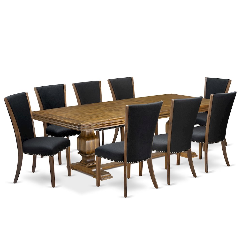 9 piece Dining Table Set a Kitchen Table and 8 Linen Fabric Dining room Chairs. Picture 1