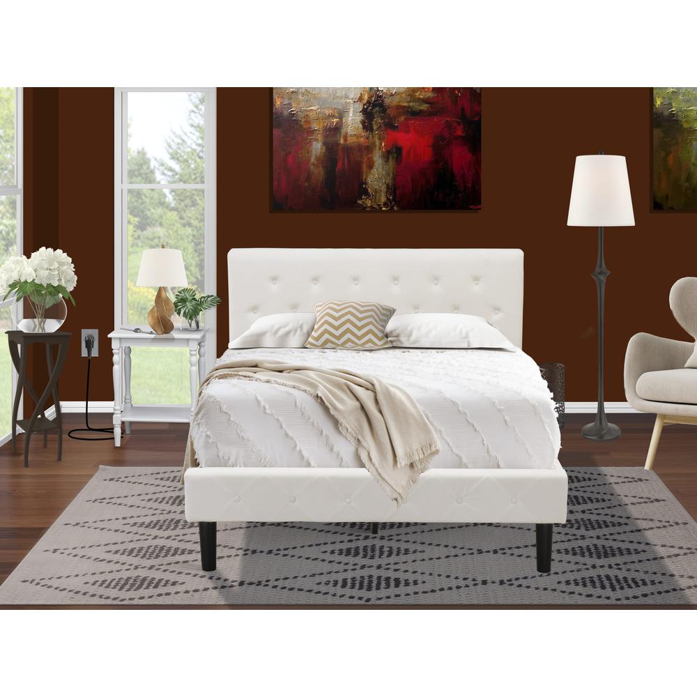 NL19F-1BF14 2 Piece Bedroom Set - 1 Full Bed White Velvet Fabric Headboard and 1 Nightstand Bedroom - Urban Gray Finish Nightstand. Picture 2