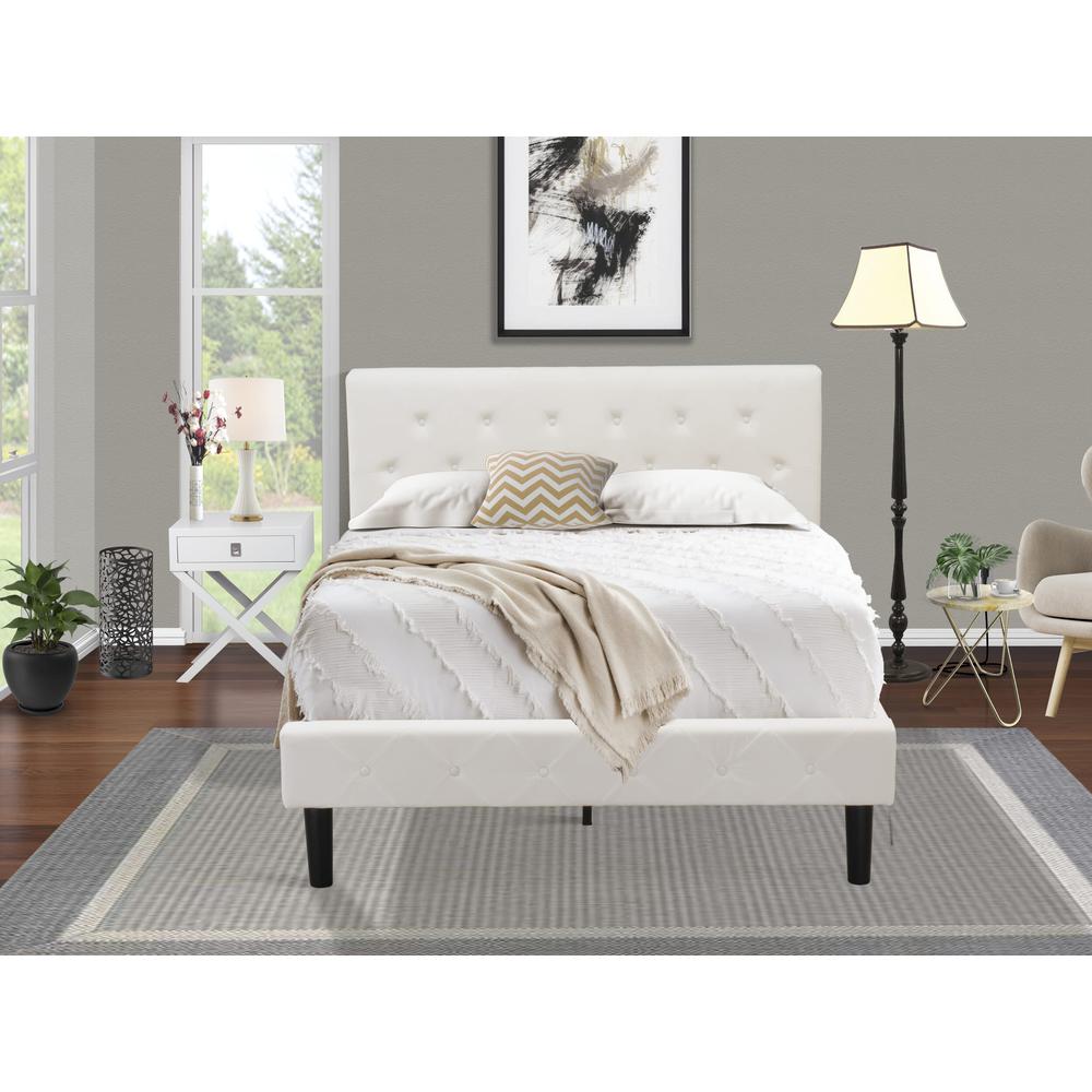 NL19F-1HA14 2 Pc Full Bed Set - 1 Full Size Bed White Velvet Fabric Headboard and 1 Wood Nightstand - Urban Gray Finish Nightstand. Picture 2