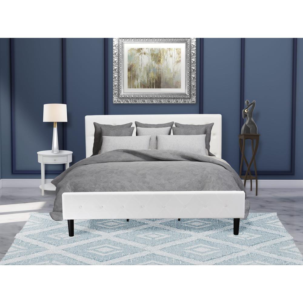 NL19K-1HI14 2 Pc Bed Set - 1 King Bed White Velvet Fabric Headboard and 1 Night Stand for Bedroom - Urban Gray Finish Nightstand. Picture 2