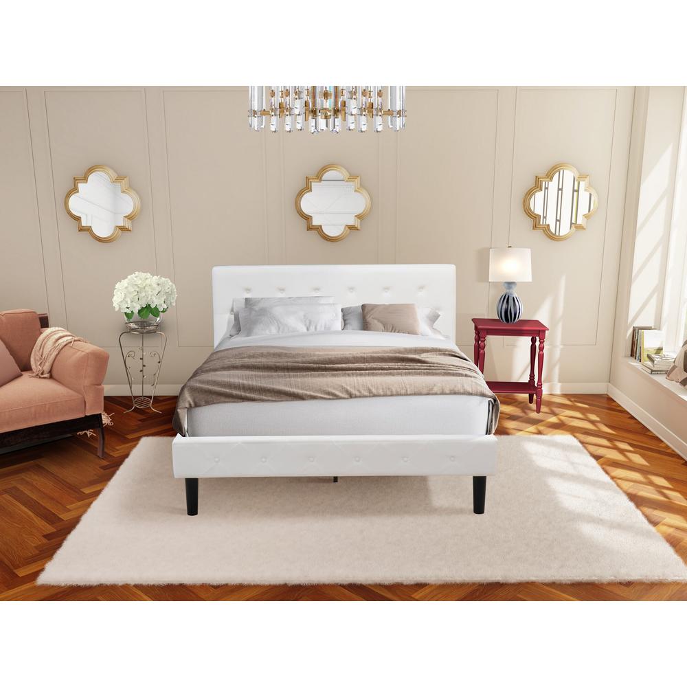 NL19Q-1BF13 2 Pc Queen Size Bedroom Set - 1 Queen Bed White Velvet Fabric Headboard and 1 Night Stand - Burgundy Finish Nightstand. Picture 2