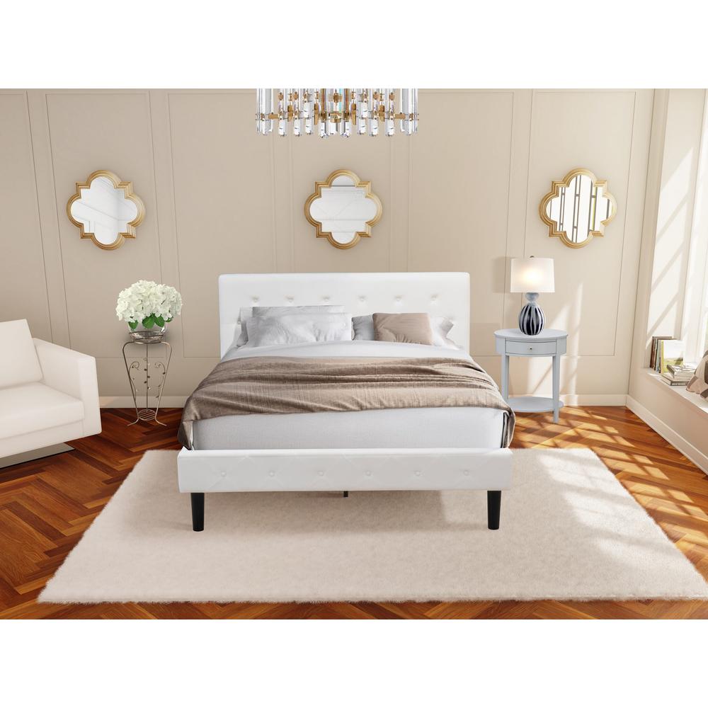 NL19Q-1HI14 2 Piece Queen Bedroom Set - 1 Bed White Velvet Fabric Headboard and 1 Night Stand - Urban Gray Finish Nightstand. Picture 2