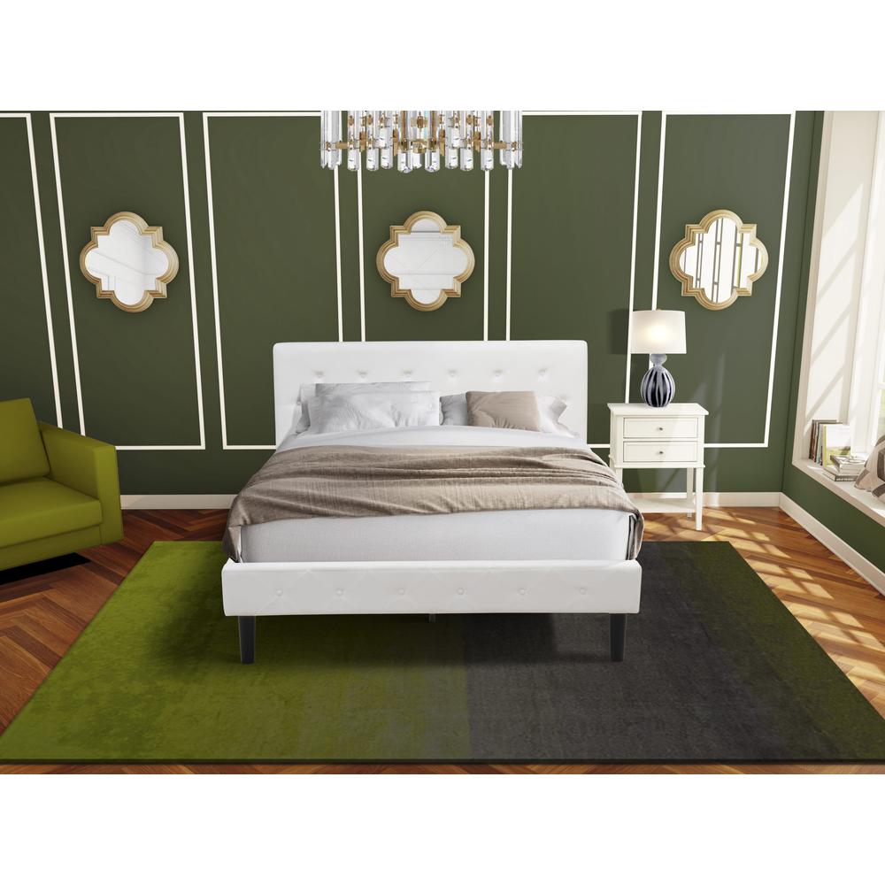 NL19Q-1VL0C 2 Pc Bedroom Set - 1 Bed White Velvet Fabric Headboard and 1 Night Stand - Wire Brushed Butter Cream Finish Nightstand. Picture 2
