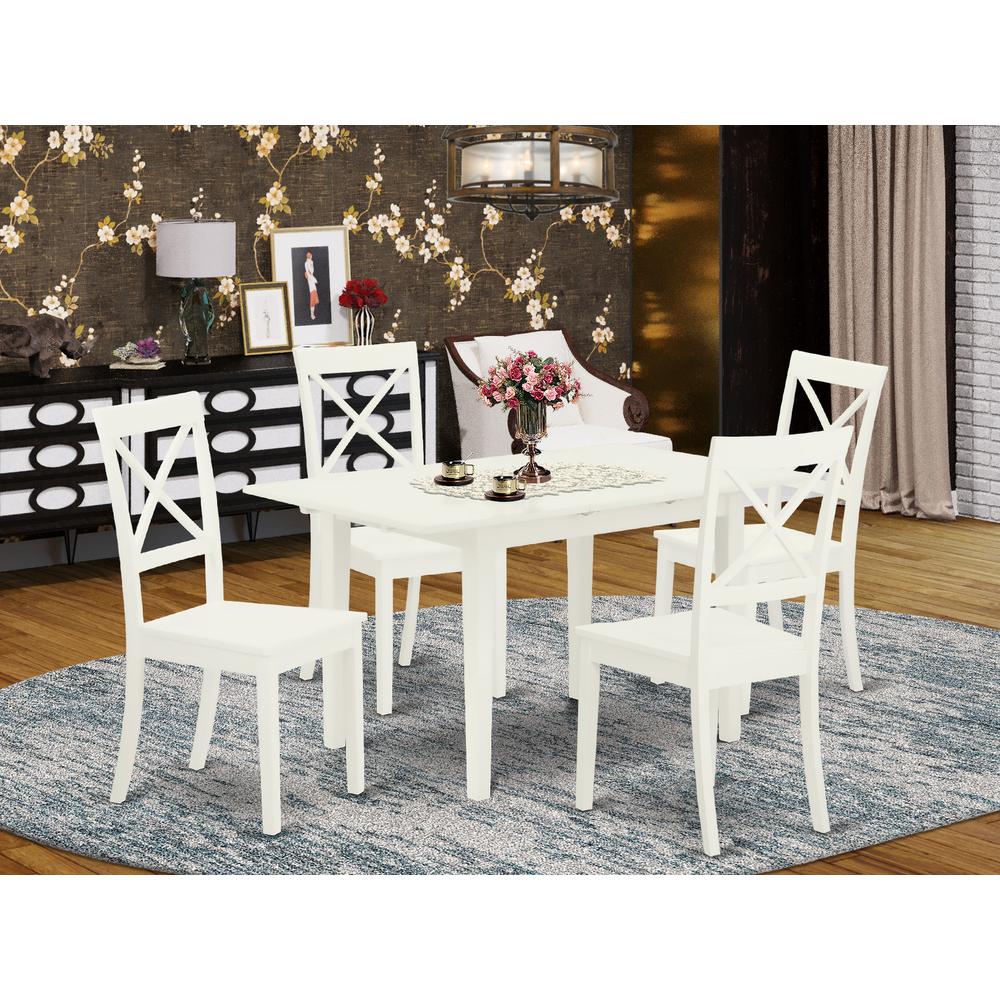 Dining Table- Dining Chairs, NOBO5-WHI-W. Picture 4