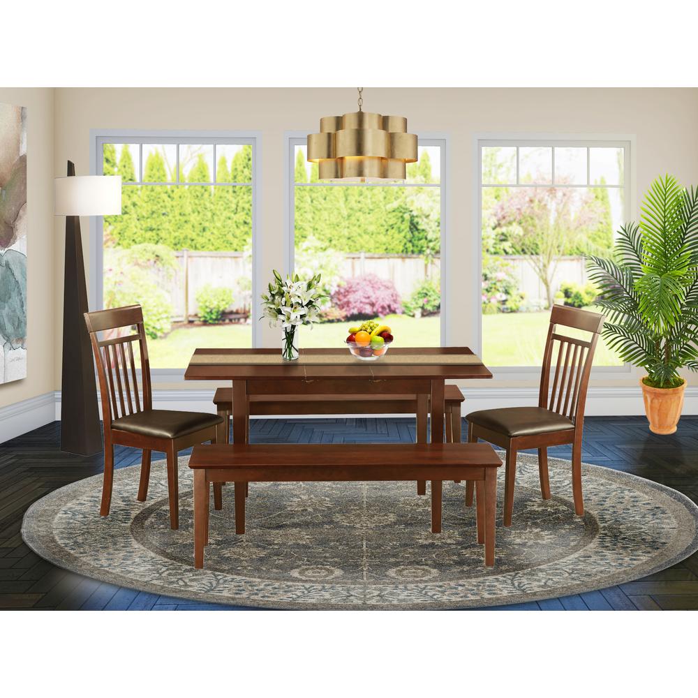 5  PC  Kitchen  set-Table  with  Leaf  plus  2  Kitchen  Chairs  and  2  Benches. Picture 6