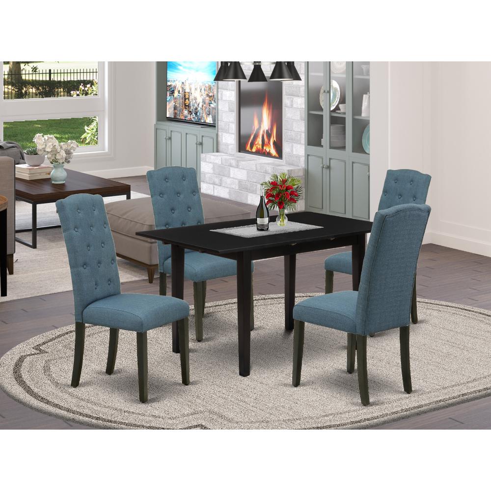 Dining Table- Dining Chairs, NOCE5-BLK-21. Picture 4