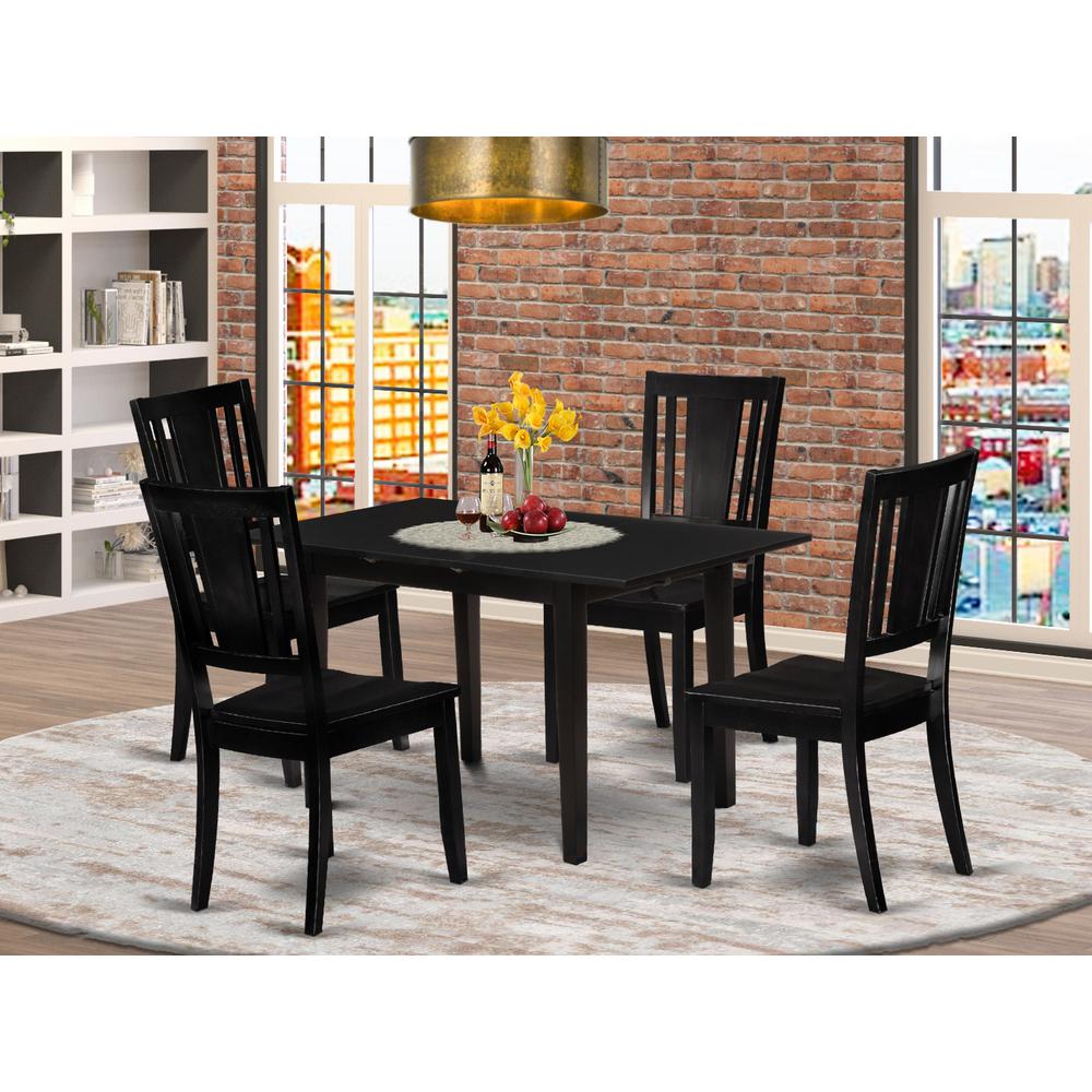 Dining Table- Dining Chairs, NODU5-BLK-W. Picture 4