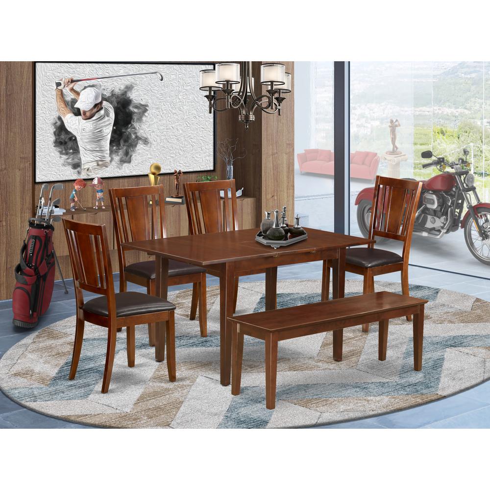 6  Pc  Small  dinette  set  -  Table  with  Leaf  and  4  Seat  Chairs  and  Dining  Bench. Picture 4