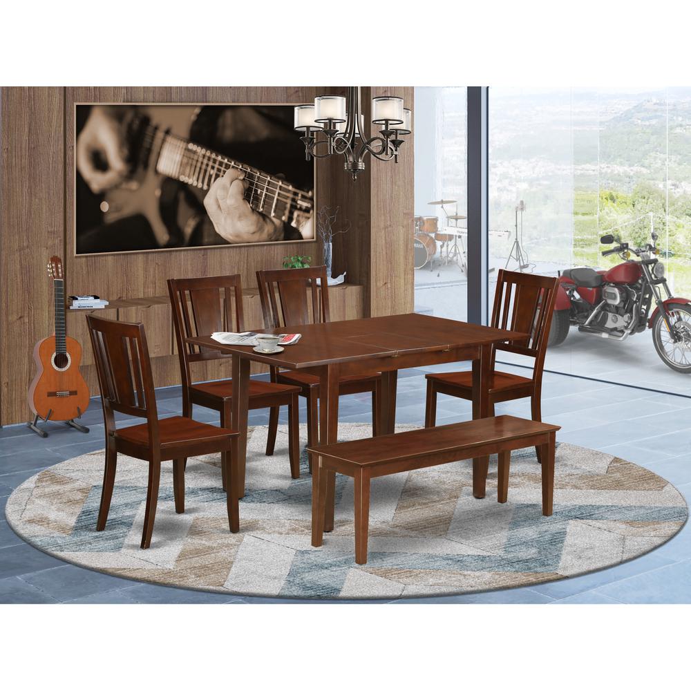 6  Pc  Small  Kitchen  nook  Dining  set  -Table  with  Leaf  and  4  Chairs  plus  Bench. Picture 4