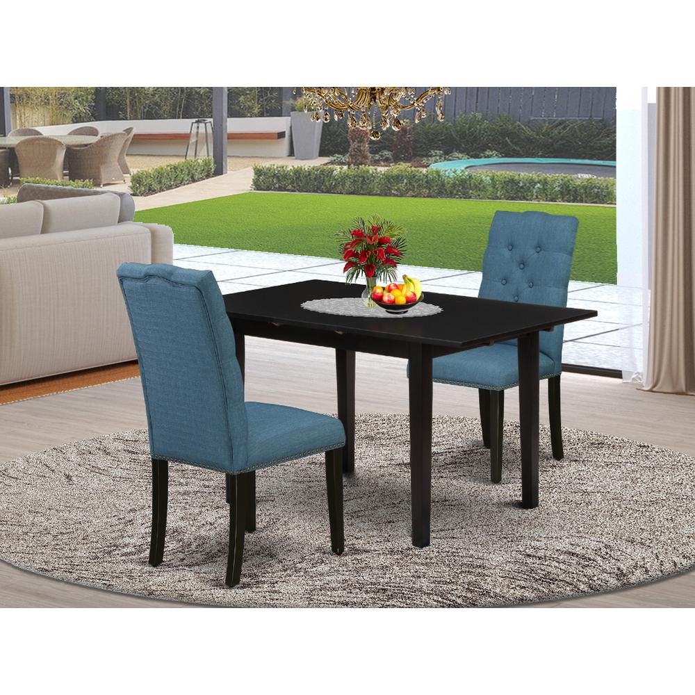 Dining Table- Parson Chairs, NOEL3-BLK-21. Picture 4