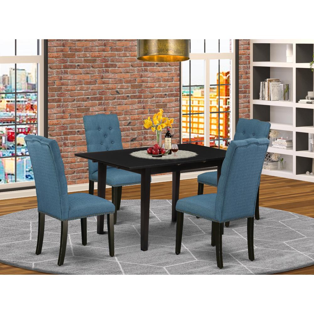 Dining Table- Parson Chairs, NOEL5-BLK-21. Picture 4