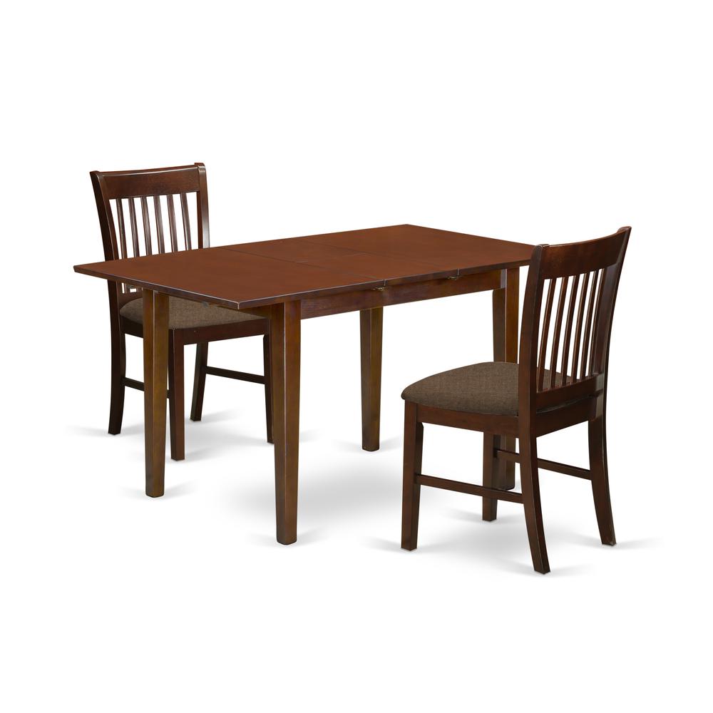 NOFK3-MAH-C 3 Pc dinette set- Table with a 12in leaf and 2 Dining Chairs. Picture 1