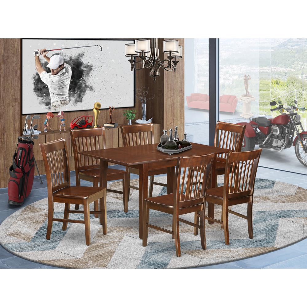 7  Pc  small  Kitchen  Table  set  -  Table  with  Leaf  and  6  Dining  Chairs. Picture 4