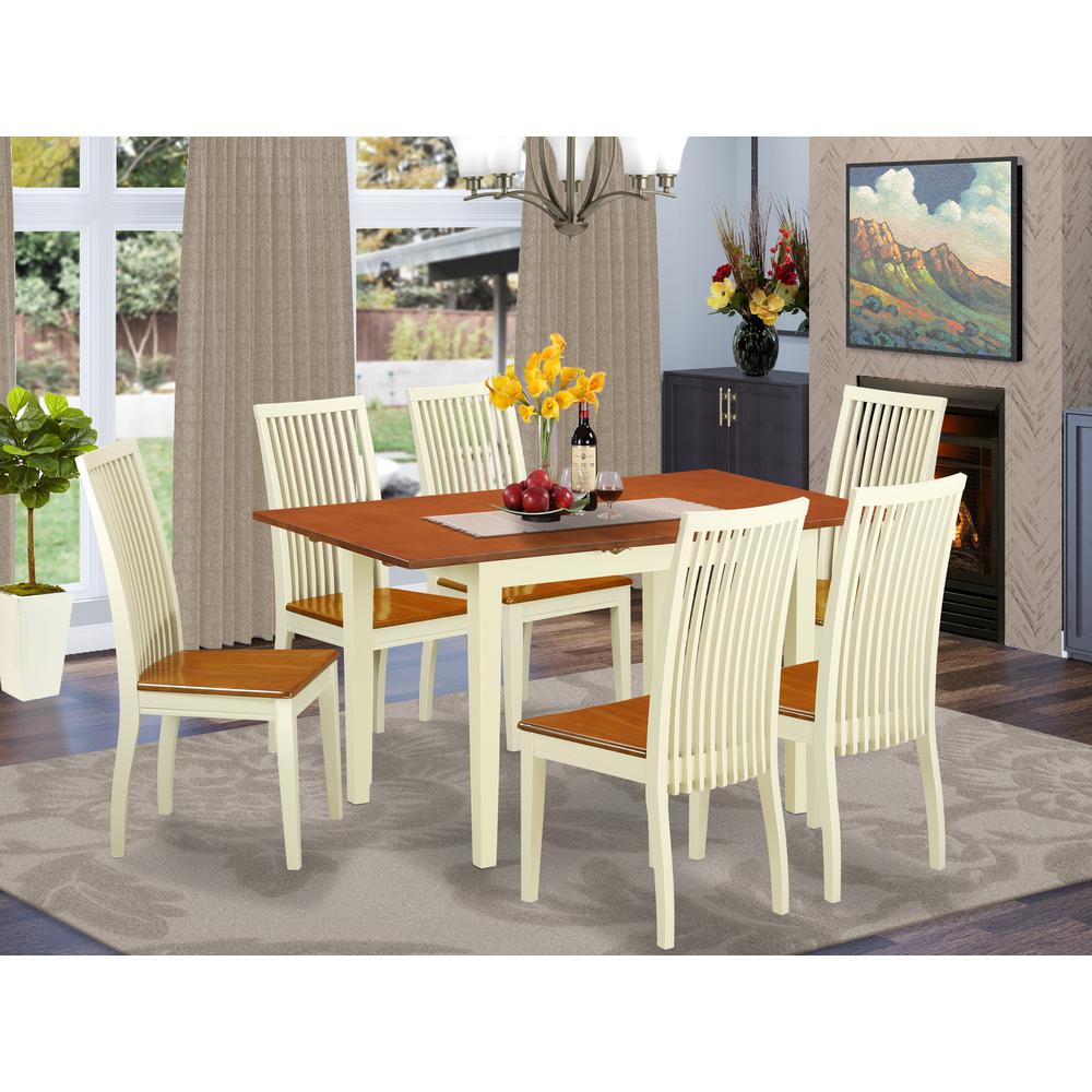 Dining Room Set Buttermilk & Cherry, NOIP7-BMK-W. Picture 3