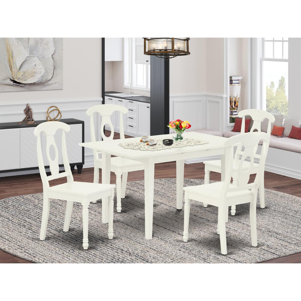 Dining Table- Dining Chairs, NOKE5-LWH-W. Picture 3