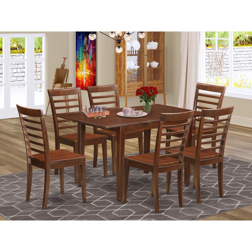 7  Pc  Dining  room  set  -  Rectangular  Table  with  Leaf  and  6  Dining  Chairs. Picture 4