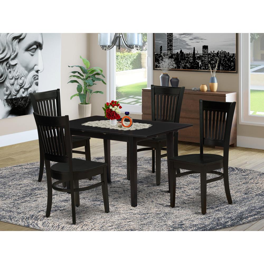 Dining Table- Dining Chairs, NOVA5-BLK-W. Picture 4