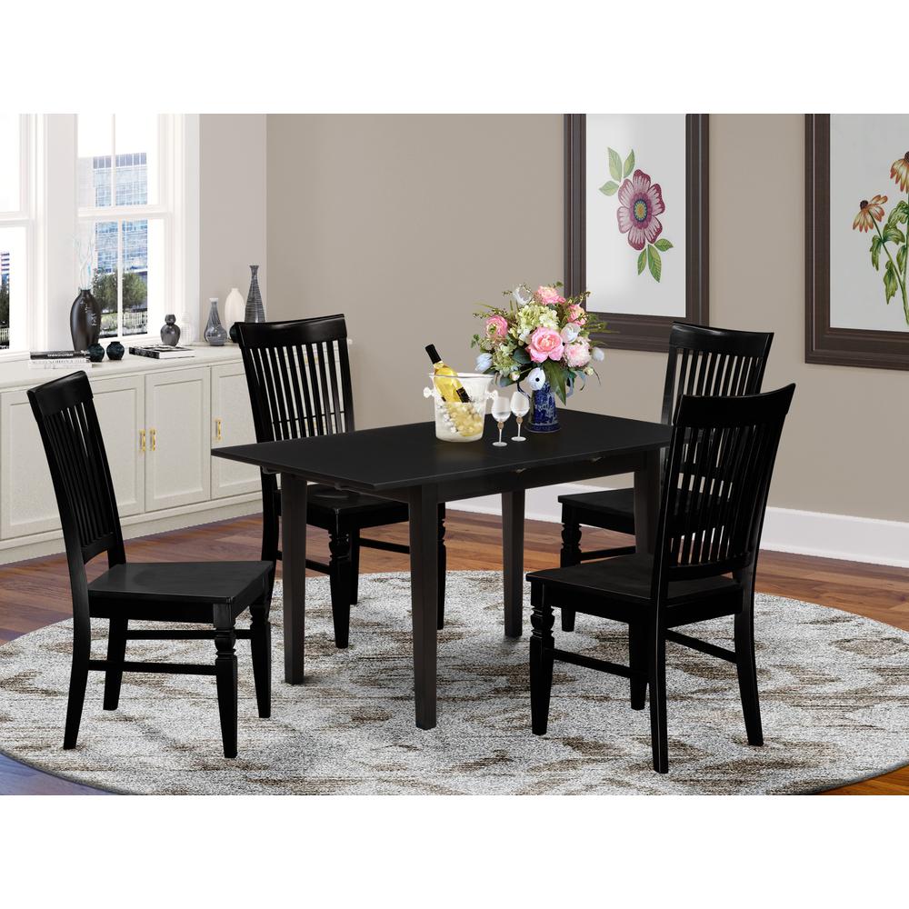 Dining Table- Dining Chairs, NOWE5-BLK-W. Picture 4