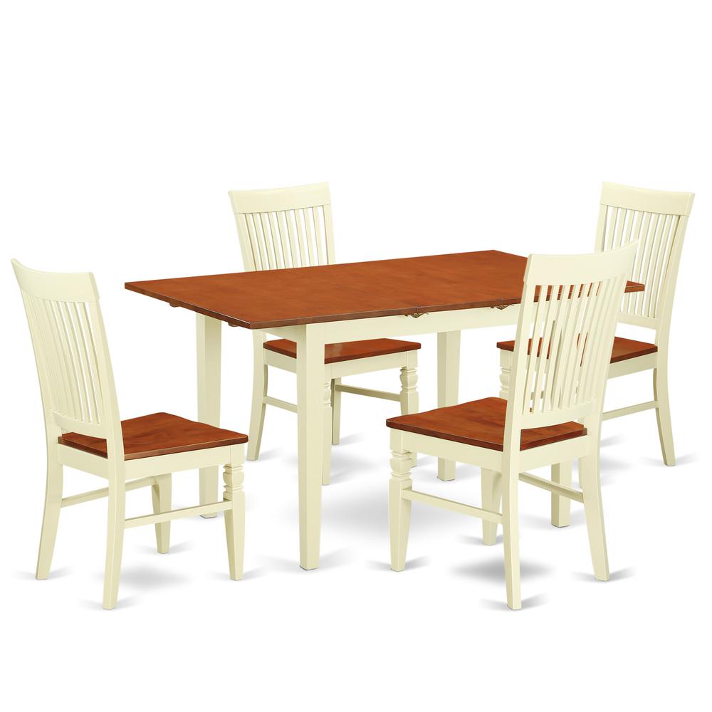 Dining Room Set Buttermilk & Cherry, NOWE5-BMK-W. Picture 1