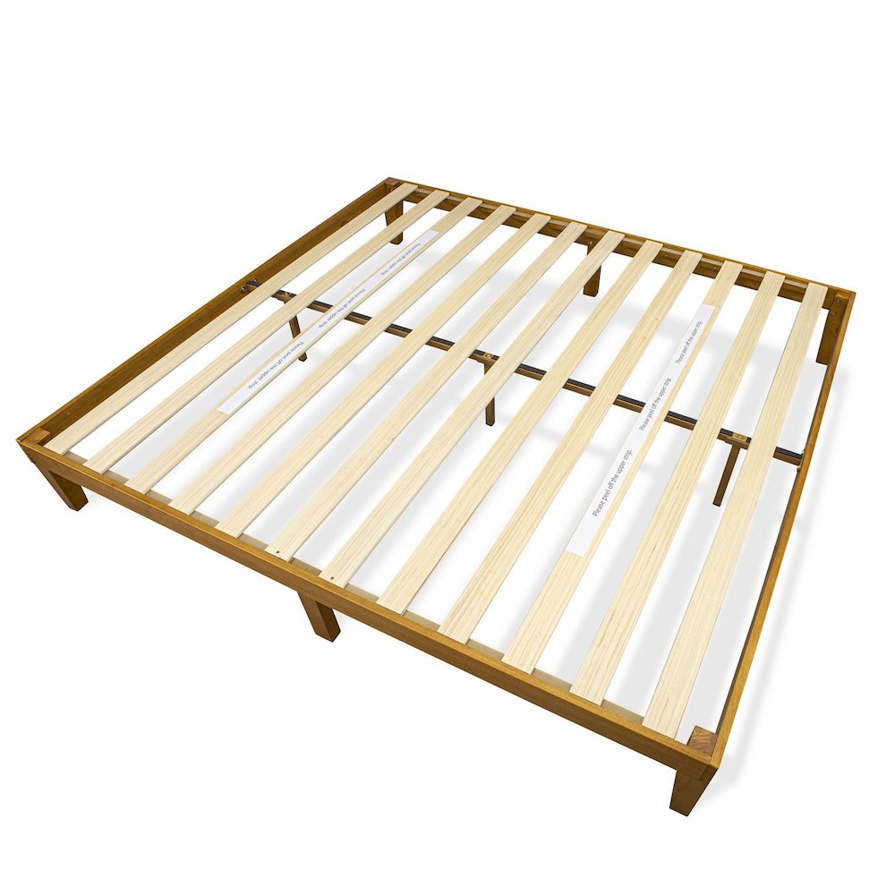 King Size Platform Bed Frame with 4 Legs and 2 Extra Center Legs - Oak Finish. Picture 4