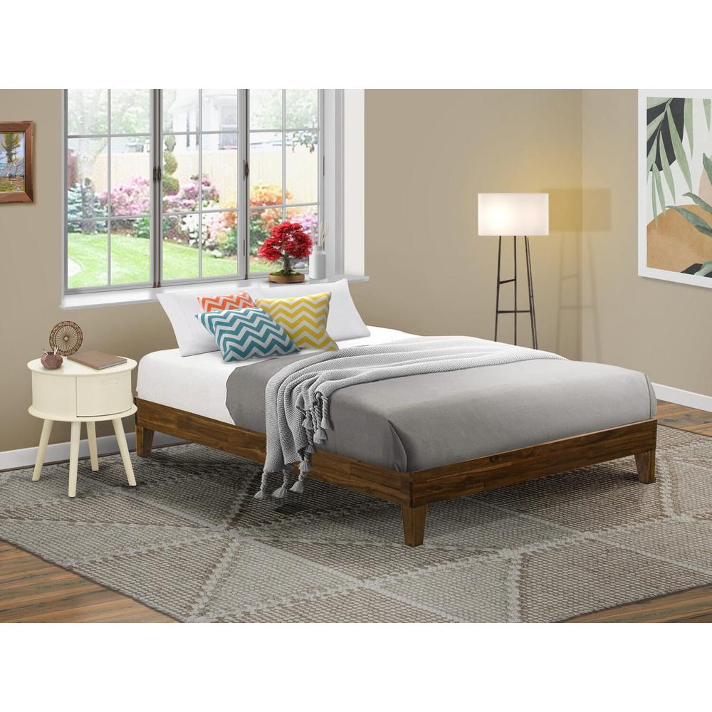 East West Furniture Queen Size Bed Frame with 4 Solid Wood Legs and 2 Extra Center Legs - Walnut Finish. Picture 4