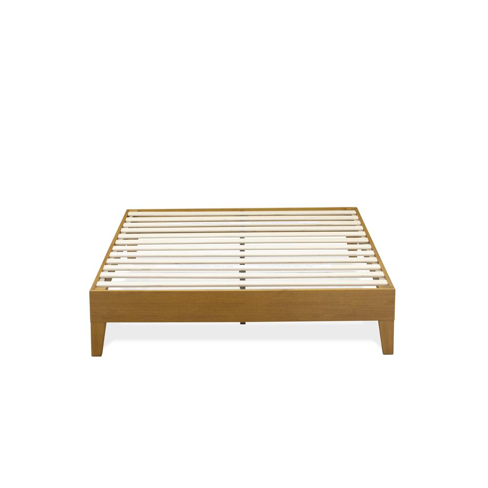 NVP-23-F Full Platform Bed Frame with 4 Solid Wood Legs and 2 Extra Center Legs - Oak Finish. Picture 3