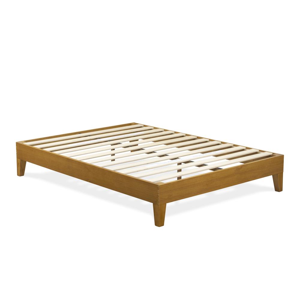 NVP-23-F Full Platform Bed Frame with 4 Solid Wood Legs and 2 Extra Center Legs - Oak Finish. Picture 4