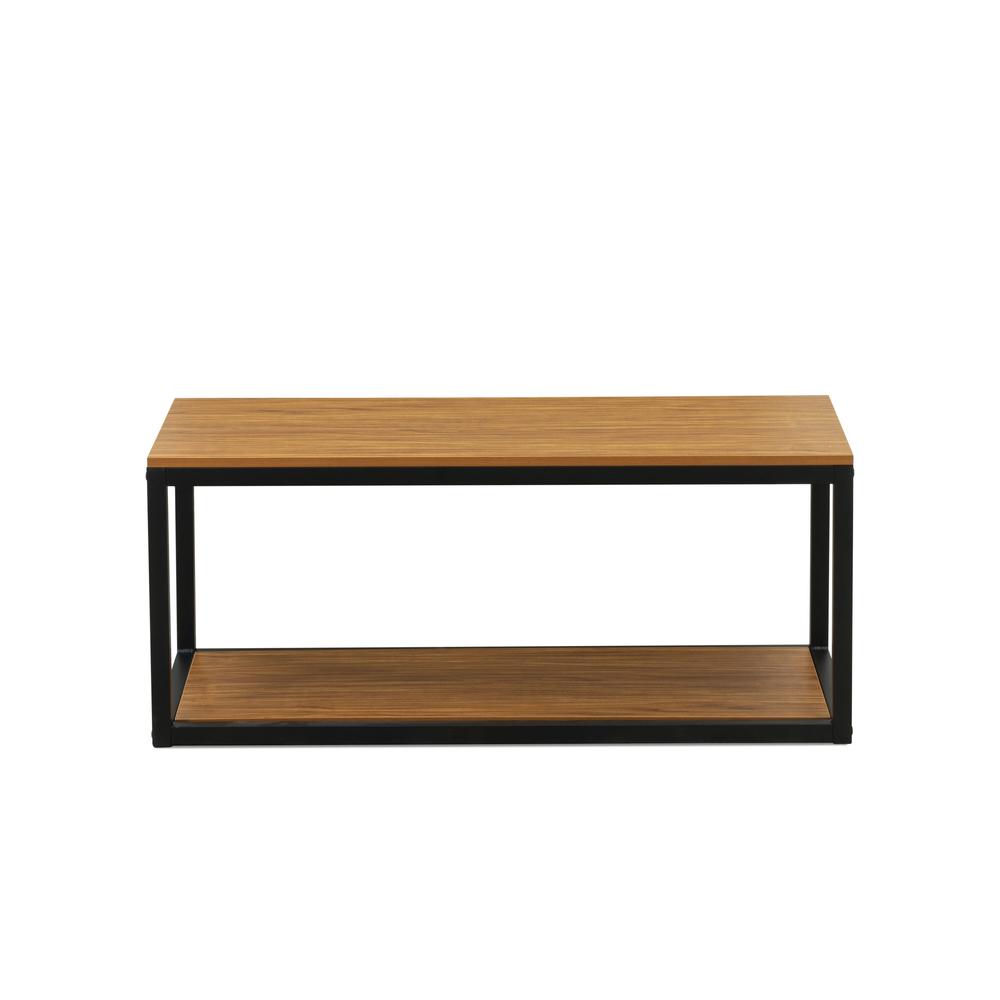 Norwich Coffee Table for Living Room, Mid Century Modern Coffee Table in Powder Coating Black Color and Brown Wood Laminate. Picture 2