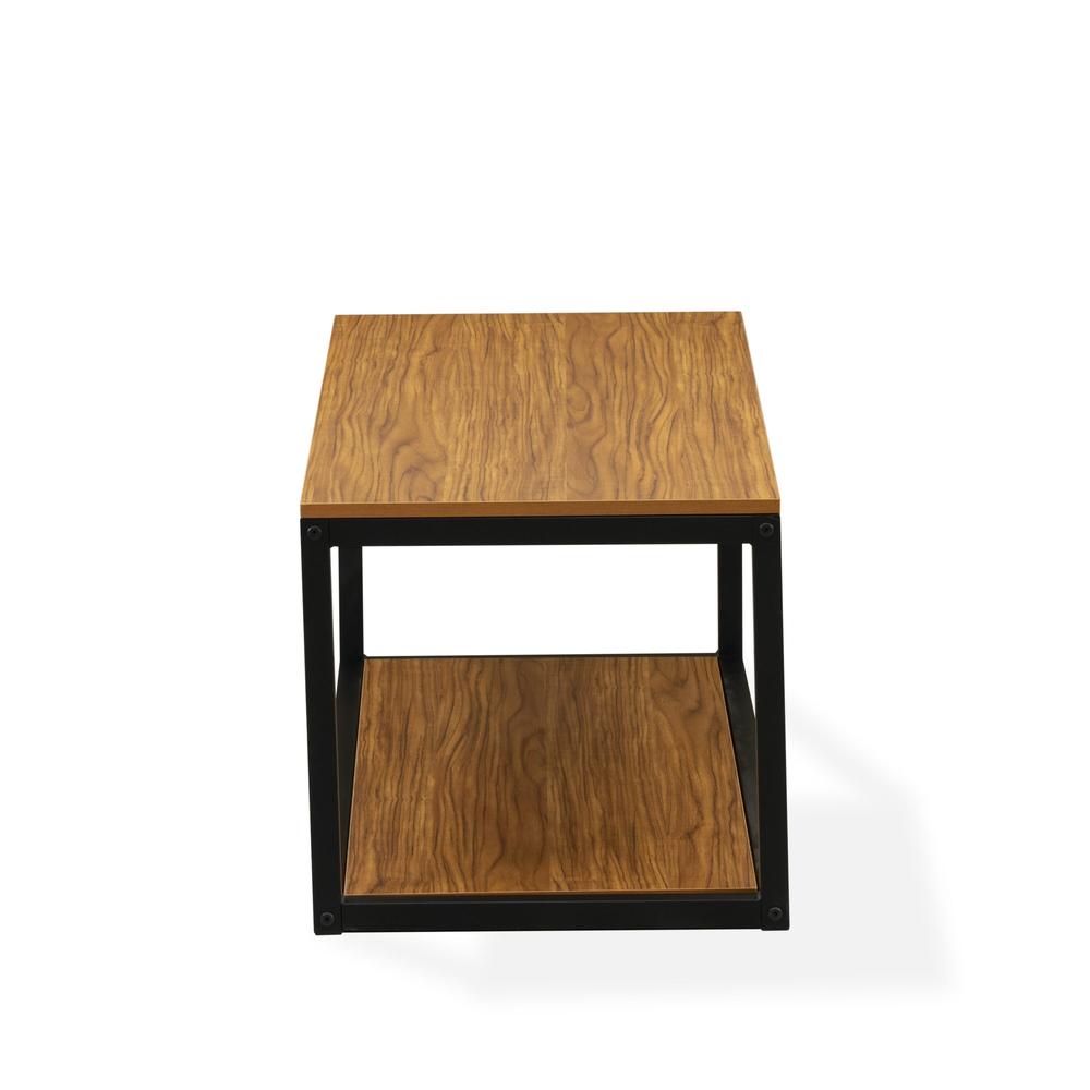 Norwich Coffee Table for Living Room, Mid Century Modern Coffee Table in Powder Coating Black Color and Brown Wood Laminate. Picture 3
