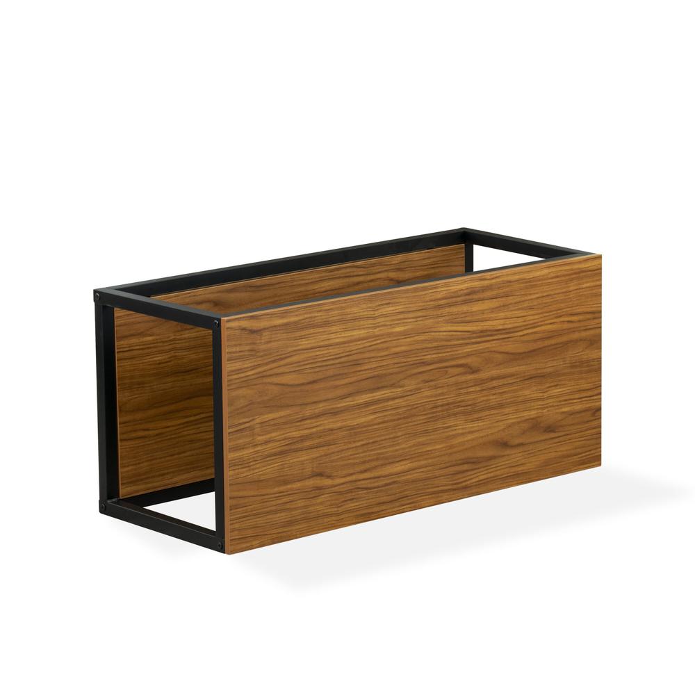 Norwich Coffee Table for Living Room, Mid Century Modern Coffee Table in Powder Coating Black Color and Brown Wood Laminate. Picture 4