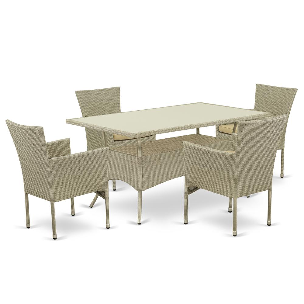 Wicker Patio Set Natural Linen, OSBK5-03A. Picture 1