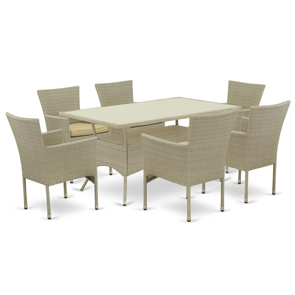 Wicker Patio Set Natural Linen, OSBK7-03A. Picture 1