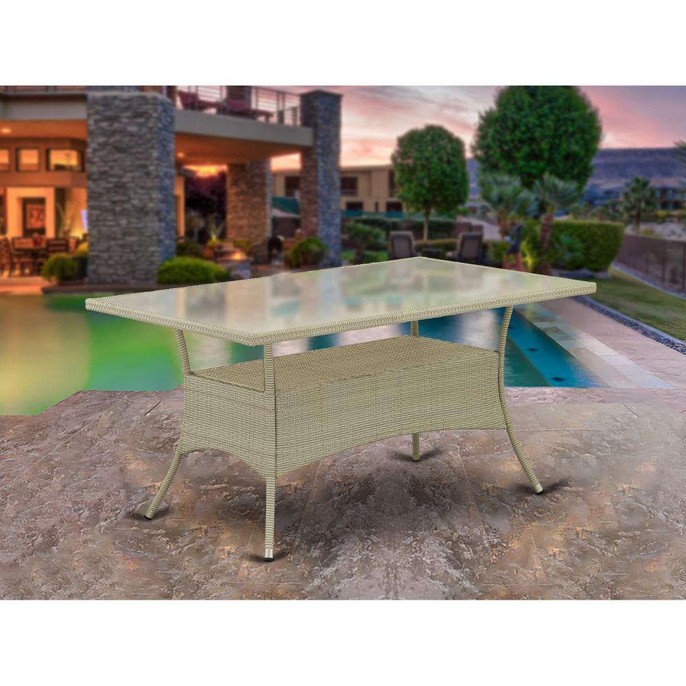 Wicker Patio Table Natural Linen, OSLTG03. Picture 2