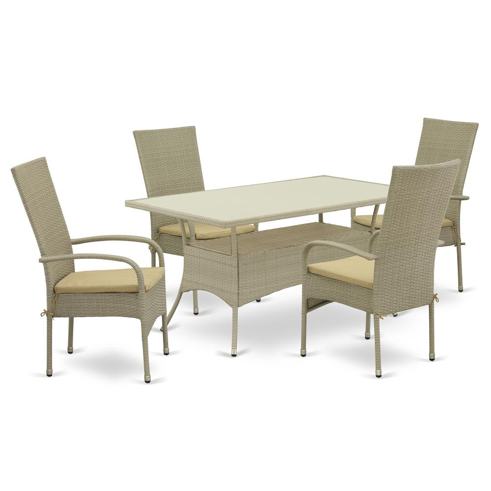 Wicker Patio Set Natural Linen, OSOS5-03A. Picture 1