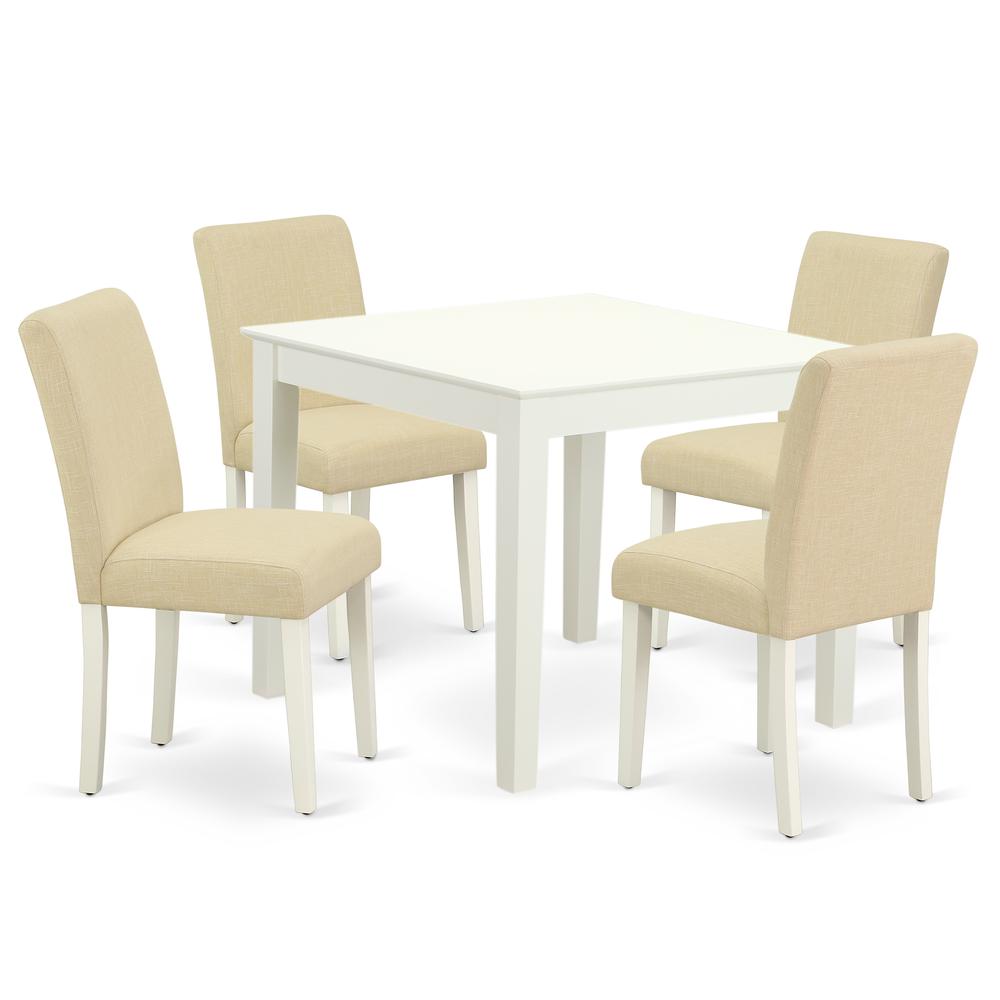 Dining Room Set Linen White, OXAB5-LWH-02. Picture 1