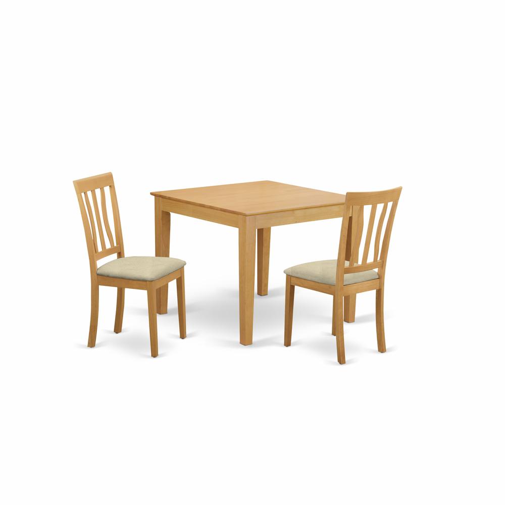 OXAN3-OAK-C 3 Pc Table and Chairs set - Table and 2 Dining Chairs. Picture 1