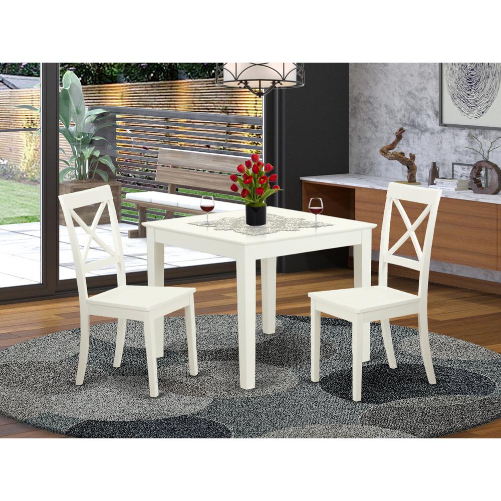 3  Pcsquare  Kitchen  Table  and  2  Wood  Kitchen  Dining  Chairs  in  Linen  White. Picture 4