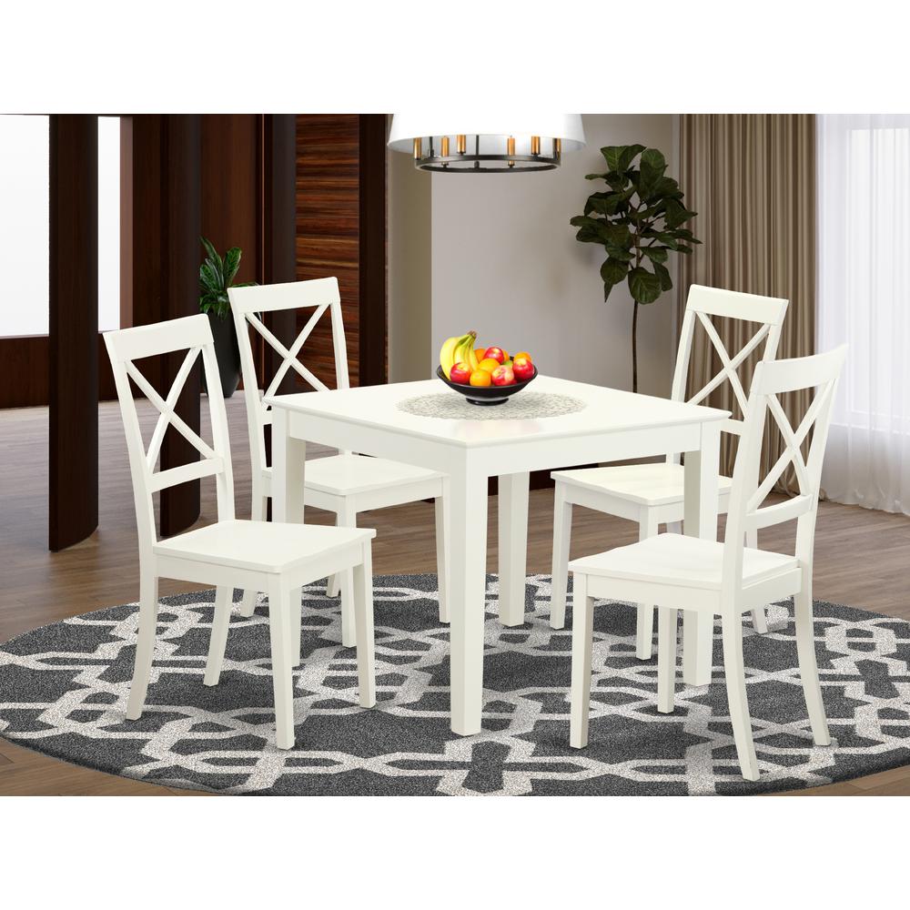 5  Pc  small  Kitchen  Table  set  and  4  hard  wood  Dining  Chairs.  in  Linen  White. Picture 4