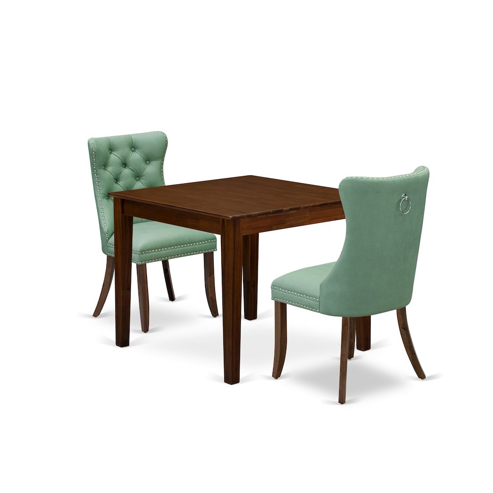 3 Piece Dining Room Table Set Contains a Square Solid Wood Table. Picture 1