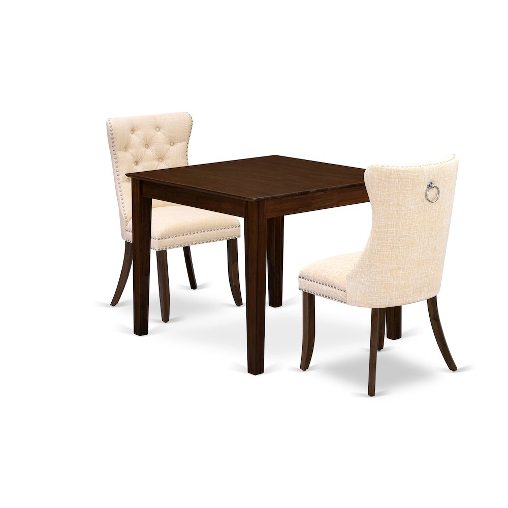 3 Piece Dining Room Table Set Consists of a Square Solid Wood Table. Picture 1