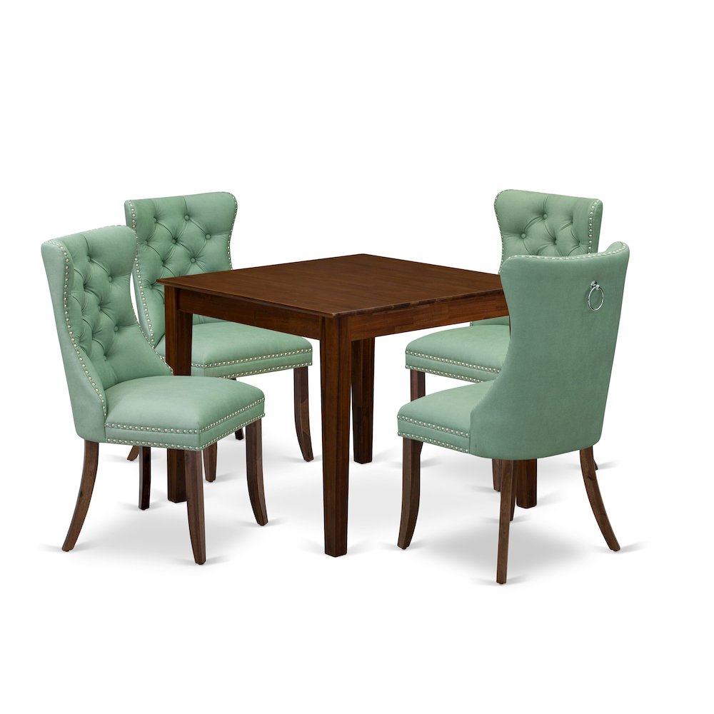 5 Piece Dining Room Furniture Set Consists of a Square Solid Wood Table. Picture 1
