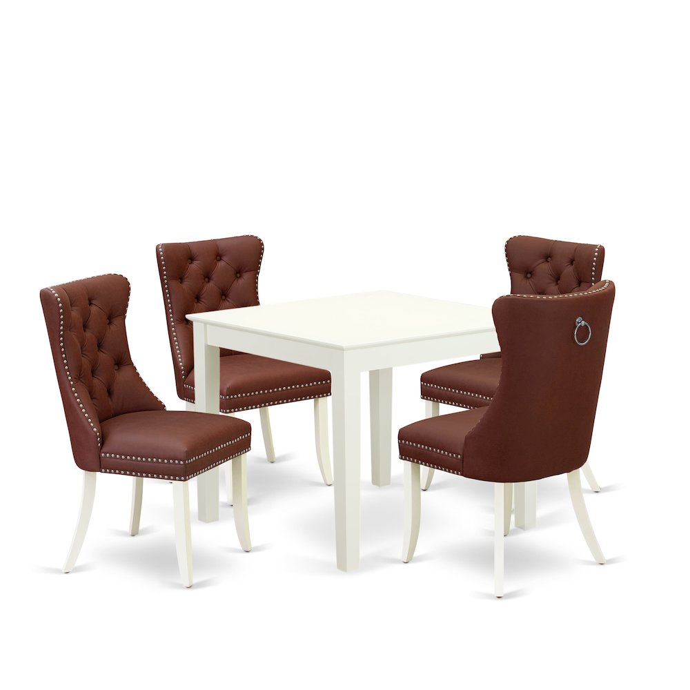 5 Piece Dining Room Furniture Set Consists of a Square Kitchen Dining Table. Picture 1