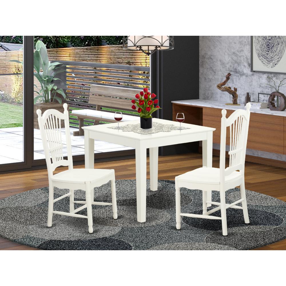 3  PC  small  Kitchen  Table  and  2  hard  wood  Kitchen  Dining  Chairs  in  Linen  White. Picture 4