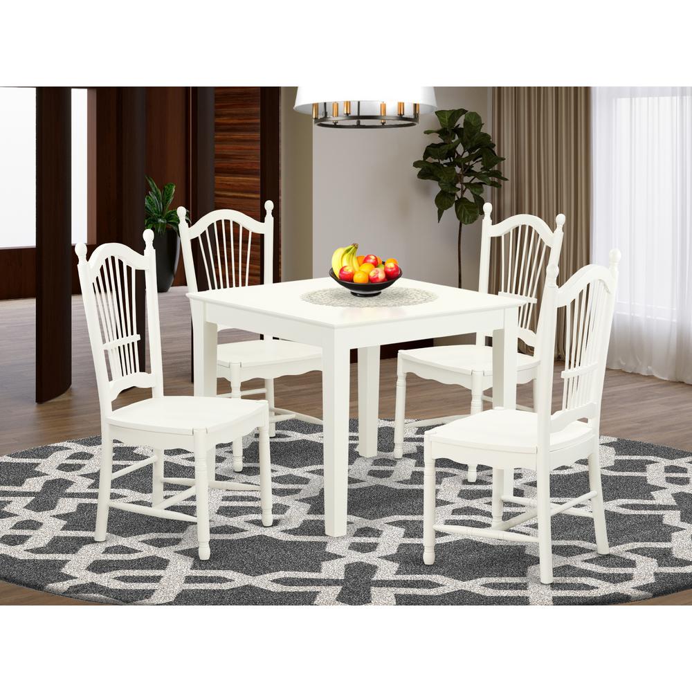 5  Pc  small  Kitchen  Table  and  4  hard  wood  Dining  Chairs  in  Linen  White. Picture 4