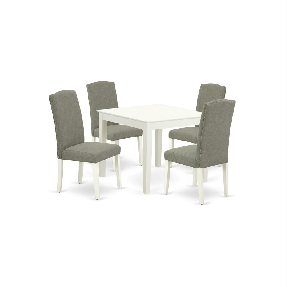 Dining Room Set Linen White, OXEN5-LWH-06. Picture 1
