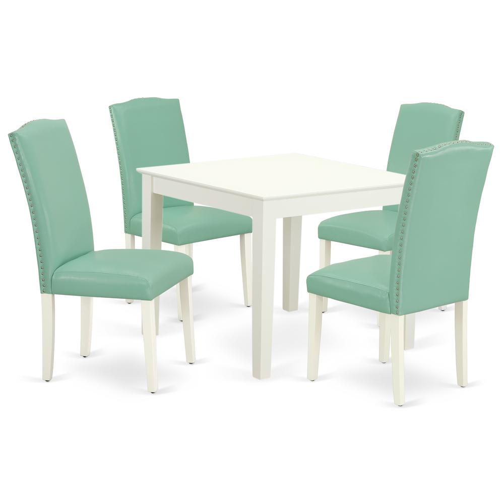 Dining Room Set Linen White, OXEN5-LWH-57. Picture 1