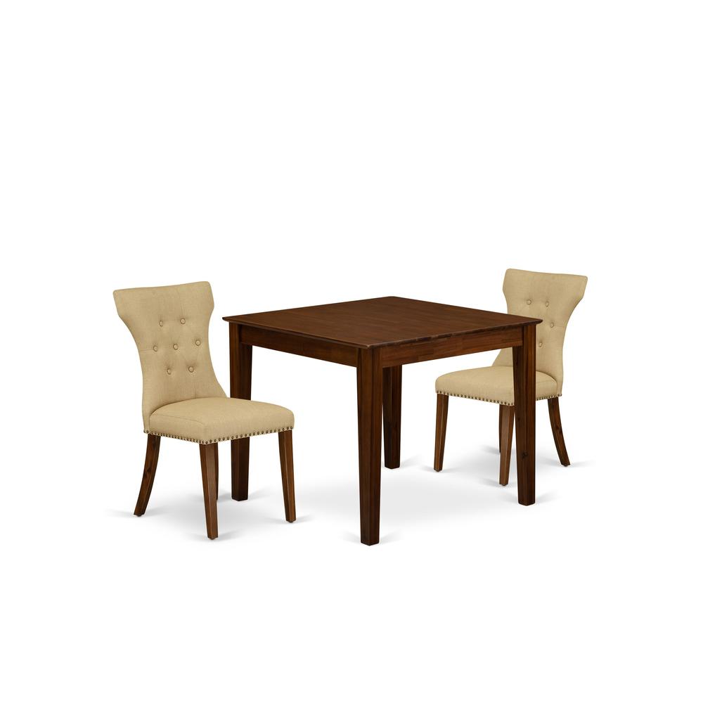 3 Pc Dining Set  Includes a Square Table and 2 Upholstered Chairs. Picture 1