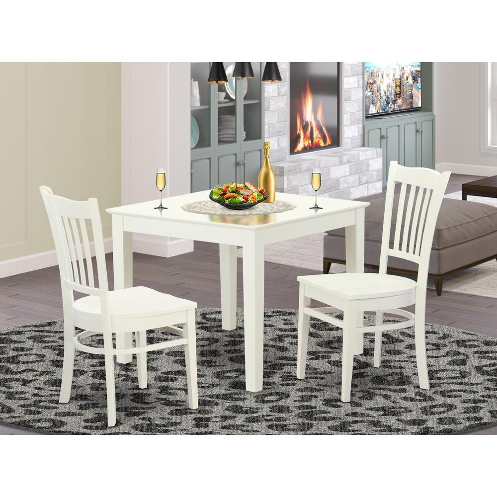 3  Pcbreakfast  nook  Table  and  2  Wood  Dining  room  chair  in  Linen  White. Picture 4